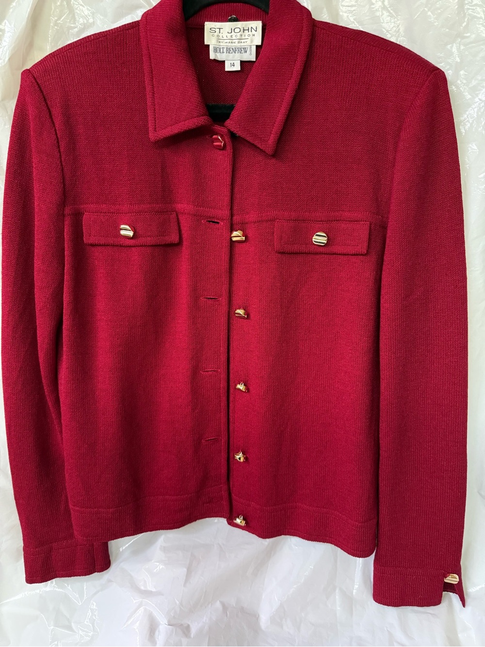 MARIE GRAY @ ST. JOHN @ HOLT RENFREW Red Santana WOOL Vintage EUC